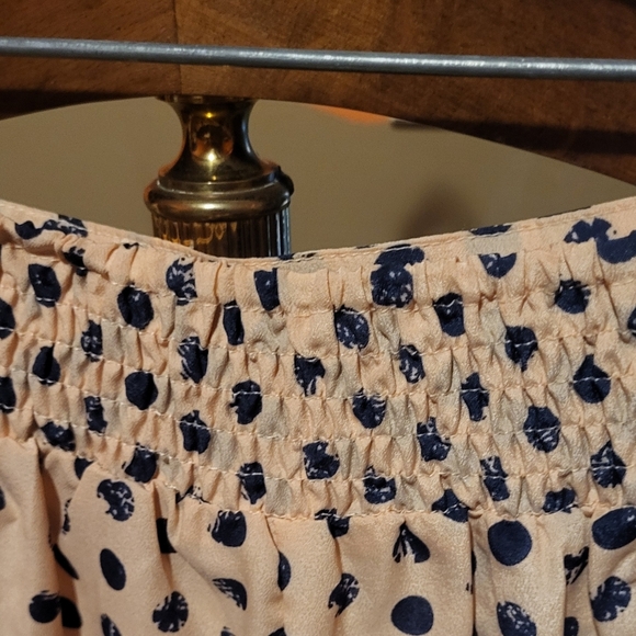 Gianni Bini Peach & Navy Polka Dot Flowy Pants Stretchy Waist Size Large NEW! - Picture 8 of 8